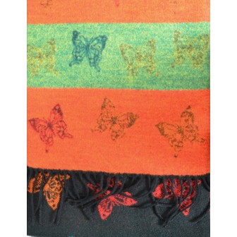 Echarpe cashcryl Papillon - noire et orange Made in France
