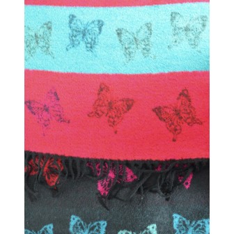 Echarpe cashcryl Papillon - noire et turquoise Made in France