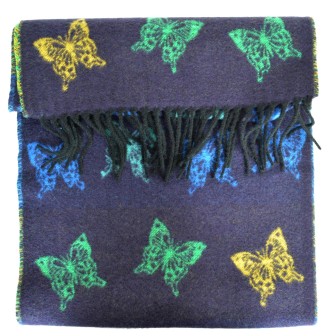 Echarpe cashcryl Papillon - bleue et verte Made in France