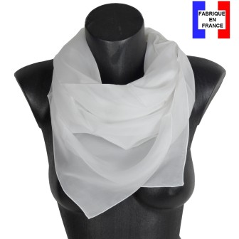 Grand carré mousseline blanc fabriqué en France