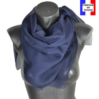 Grand carré mousseline bleu marine fabriqué en France
