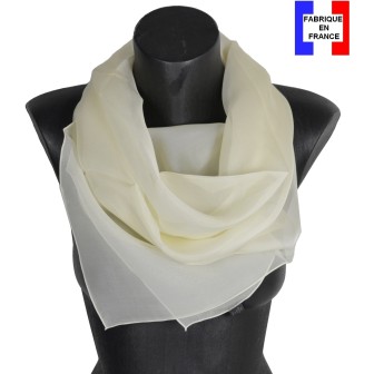 Grand carré mousseline écru fabriqué en France