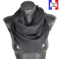 Grand carré mousseline noir fabriqué en France