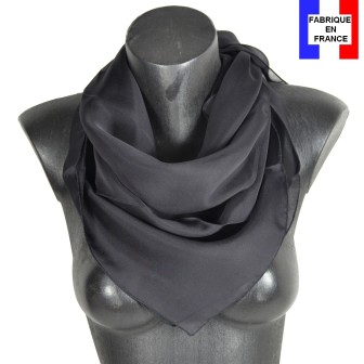 Grand carré mousseline noir fabriqué en France