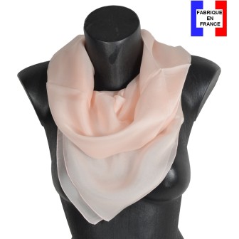 Grand carré mousseline rose clair fabriqué en France