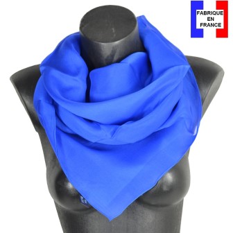 Grand carré mousseline bleu electrique fabriqué en France