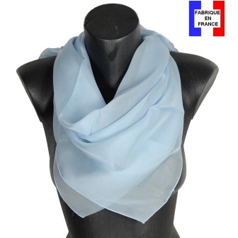 Grand carré mousseline bleu ciel fabriqué en France