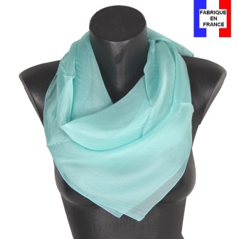 Grand carré mousseline aqua fabriqué en France