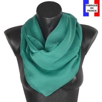 Grand carré mousseline vert fabriqué en France