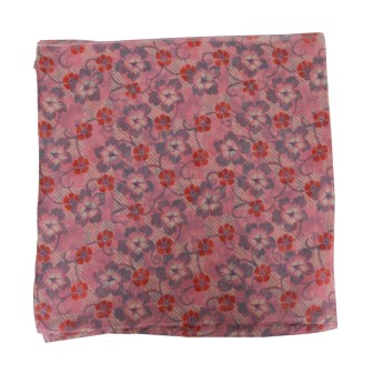 Carré de soie Flowers rose fabriqué en France