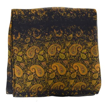 Carré de soie Palmettes jaune fabriqué en France