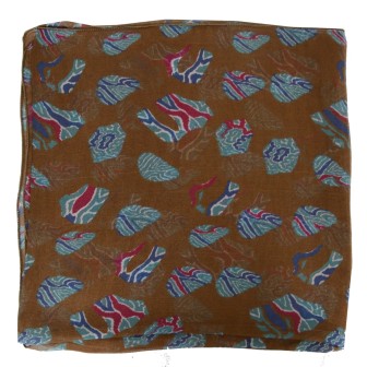 Carré de soie Emprunte marron fabriqué en France