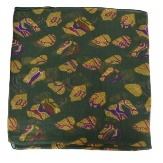 Carré de soie Emprunte vert fabriqué en France
