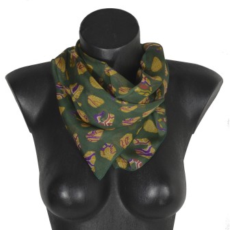 Carré de soie Emprunte vert fabriqué en France