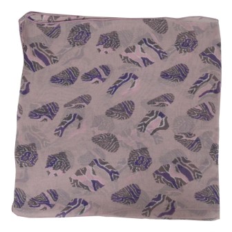 Carré de soie Emprunte rose fabriqué en France