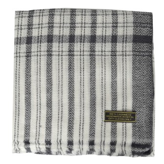 Pashmina homme en cachemire noir et écru