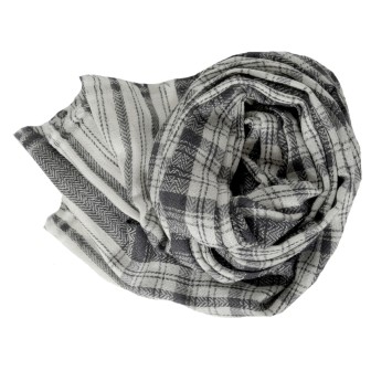 Pashmina homme en cachemire noir et écru