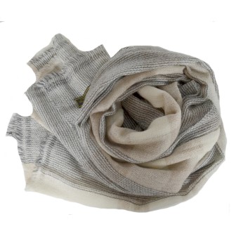 Pashmina homme en cachemire beige et gris