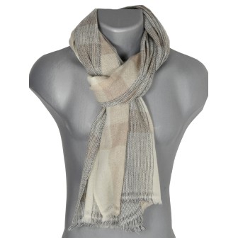 Pashmina homme en cachemire beige et gris