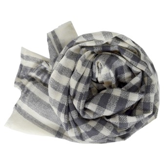 Pashmina homme en cachemire noir et écru