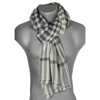 Pashmina homme en cachemire noir et écru