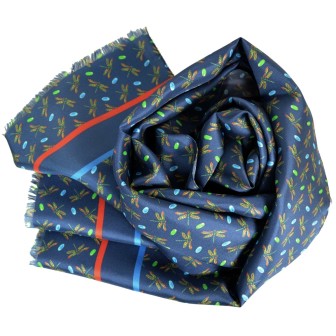 Echarpe soie homme Tiffany – Dragon fly bleu