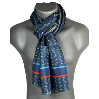 Echarpe soie homme Tiffany – Dragon fly bleu