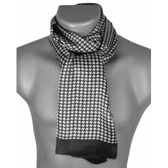 Foulard en soie homme pied poule noir