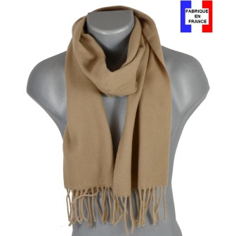 Echarpe unie en laine beige taupe
