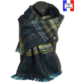 Châle mohair Maestro bleu fabriqué en France
