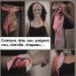 Foulard tête poignet Carré vert-orange