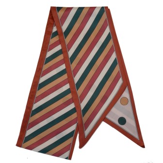 Foulard tête poignet rayures et ronds terracotta