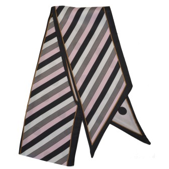 Foulard tête poignet rayures et ronds noir