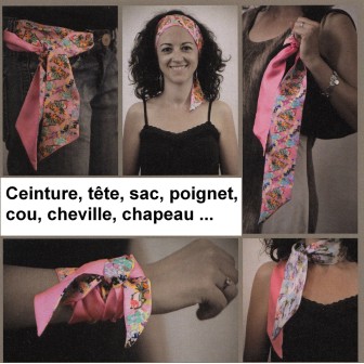 Foulard tête poignet rayures et ronds bleu