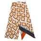 Foulard tête poignet blanc carrés oranges