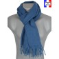 Echarpe mérinos unie bleue
