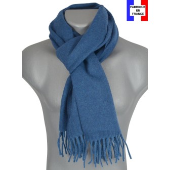 Echarpe mérinos unie bleue