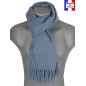 Echarpe mérinos unie bleu-chiné