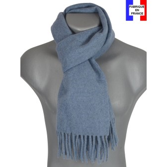 Echarpe mérinos unie bleu-chiné