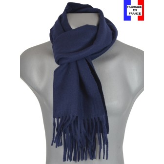 Echarpe mérinos unie bleu-marine