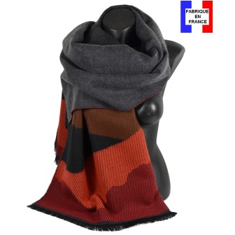 Châle Ailleurs orange-marron made in France