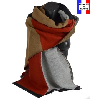 Châle Acrobate beige noir orange made in France
