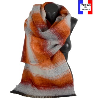 Châle mohair Onde orange made in France