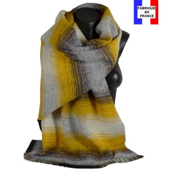 Châle mohair Onde jaune made in France