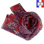 Foulard en soie fleurs tropicales rouge fabriqué en France