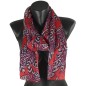 Foulard en soie fleurs tropicales rouge fabriqué en France