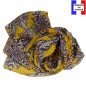 Foulard en soie fleurs tropicales jaune fabriqué en France