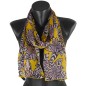 Foulard en soie fleurs tropicales jaune fabriqué en France