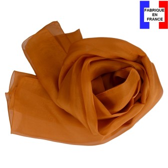 Foulard mousseline soie orange foncé fabriqué en France