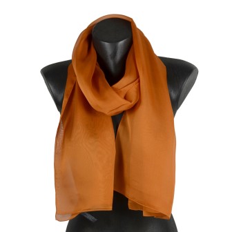 Foulard mousseline soie orange foncé fabriqué en France
